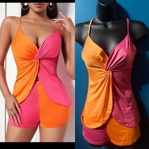 Shein sxy two tone twist cami top and shorts